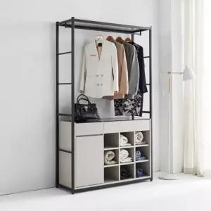 시스템 오픈수납 B4120 철제선반 행거 4단서랍 조립렉 연그레이