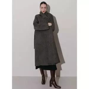 [막스까르띠지오]헤링본 히든 스트랩 숄 롱코트_P407904568