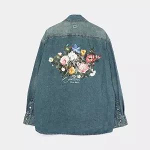 [우영미]우영미 플라워 백로고 데님 남성 셔츠 W253SH26885L
