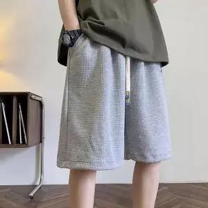 남자 여름 외출 패션 허리 밴딩 와플 패턴 5부 반바지