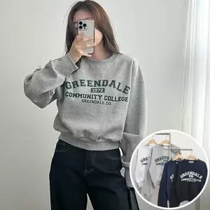 그린데일 기모 맨투맨 긴팔 BOX 여성 오버핏 티셔츠 (4컬러) 박시핏 빅사이즈