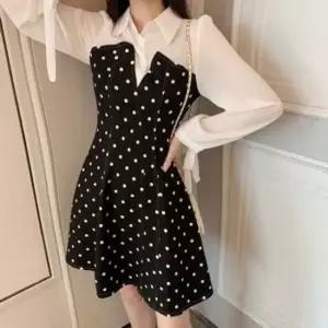 여름원피스 도트 롱원피스 베이직 레이어드 원피스 A