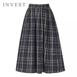 [인베스트] 핀턱 라인 체크 밴딩 스커트_IN5W1SK8191
