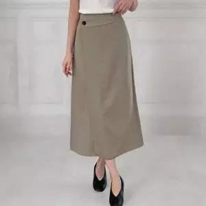 [하프클럽/]여성 클래식 심플 A라인 랩 하이웨스트 롱 스커트