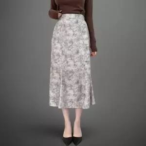 [하프클럽/]여성 꽃무늬 패턴 롱 인어공주 하이웨스트 치마