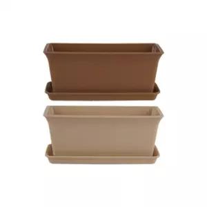 1호 직사각 가든 화분 (색상랜덤) (받침포함)예쁜 가벼운 상추 키우기 옥상 베란다 텃밭 긴화분 세트