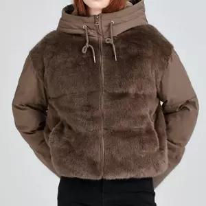 여성 따뜻한 퍼 캐주얼 세련 가벼운 소재 보온 스타일 겨울 아우터 숏패딩 윈터 후드