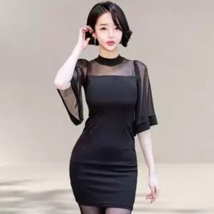 [하프클럽/]여성용 하객 드레스 여름철 시폰 드레스 쇼트심플 치마 스커트