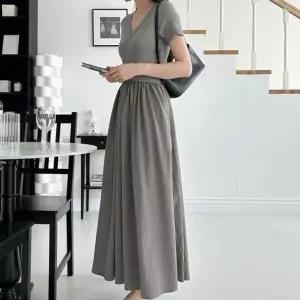 [하프클럽/]걸스 브이 목선 컷 나일론 데일리 트렌드 숏티 미니드레스 여성