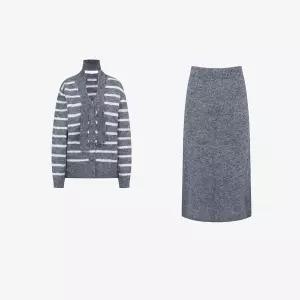 [25 신상] 타이 스트라이프 니트 가디건 + 니트 스커트 SET (VLOCZ1946)