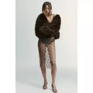 (MD PICK) ZARA 페이크 퍼 숏 코트 - 브라운 8490732700 137467