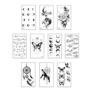 [RGKLM94T]흑백 미니 타투스티커 10종세트 꽃 달 패션