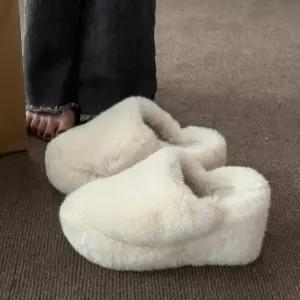 키높이 슬리퍼 클래식 통굽 웨지 겨울 퍼신발