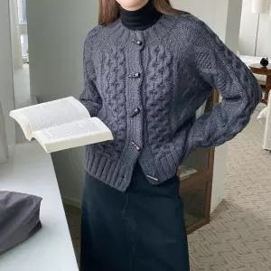 떡볶이 온나핏 여자가디건 니트 가디건 꽈배기 라카틴 울 볼레로가디건