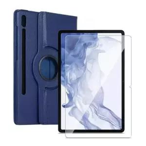 갤럭시탭A8 10.5 회전 케이스+강화유리 필름 2매 WFL1PK0