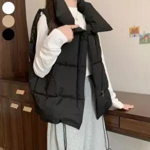 고품질 루즈핏 하이넥 여성 베이직 패딩조끼 레이어드 패쪼 (WFFXFDI)