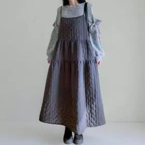 [하프클럽/]여성 패딩 A라인 스트랩 나시 뷔스티에 롱 드레스