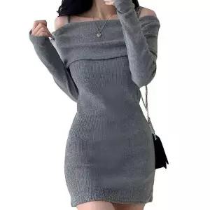 [하프클럽/셀러허브_여성트랜드패션]Rly 여성 핏 골지 오프숄더 미니 원피스