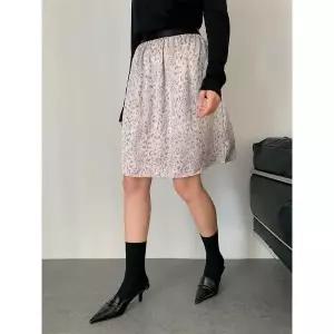 [하프클럽/] 레오파드 믹스 미디 스커트