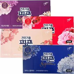 피죤 건조기시트 40매 (플라워페스티벌,라피에스타,미스틱레인) 건조기용 드라이시트 섬유유연제