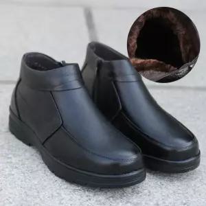 남성 소가죽 방한화 털안감 겨울 정장 부츠 미끄럼방지 남자신발 중년남성화 M