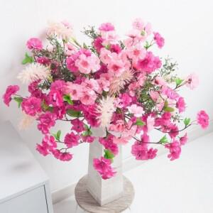 진달래 조화 화병 마블 set 75cm  DIY) 인테리어 봄 꽃 테이블 장식 소품 행사 꾸미기