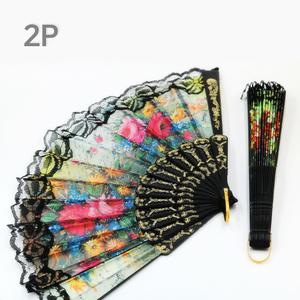 레이스 접이식 부채 2P 엔틱 스페인부채 꽃무늬 플라워 휴대용 앤티크