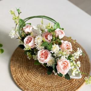 장미 조화 센터피스 니칼 가드닝 수반 Aset 45cm 인테리어 꽃 테이블 행사 장식 소품 꾸미기