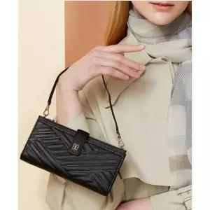 [롯데백화점]닥스 액세서리 [DAKS&CASE] 블랙 엠보 가죽 골드 DD 다기종 핸드폰 월릿DCWA2E215BK