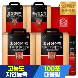 순수식품 6년근 홍삼 스틱 4박스(400포+쇼핑백) 홍삼정진액 에브리데이 365
