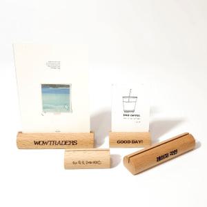 우드 나무 메모 명함 꽂이 홀더 거치대 POP 피오피 가격표 메뉴 쇼카드 너도밤나무 원통형