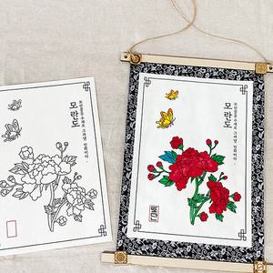 [오피스스쿨] 토단(TD) 민화 족자 만들기 1인세트 DIY 전통만들기 모란도 까치와호랑이 공명도