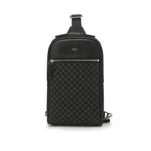 [롯데백화점]닥스 액세서리 [LOUIS BRIDGE]블랙 패턴배색 가죽 웨이스트백 DBBA2F607BK