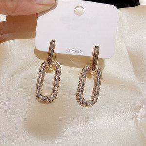 크리스탈 골드 드롭 체인 링 귀걸이 AE-51