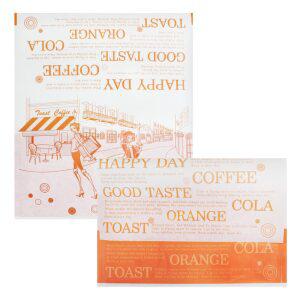 토스트포장지(오렌지) 300장-샌드위치 포장봉투 코팅