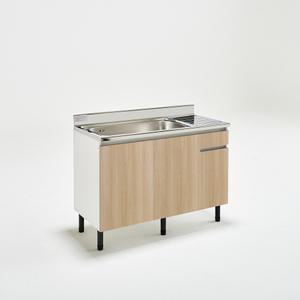 유코스 완제품 주방 사무실 원룸 탕비실 스텐 상판 보급형 싱크대 - 1200 개수대(좌) 오크