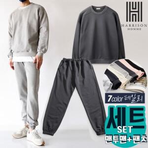 [하프클럽/해리슨]오버핏 3단 쭈리 맨투맨 + 조거 팬츠 셋업 LWDC1097