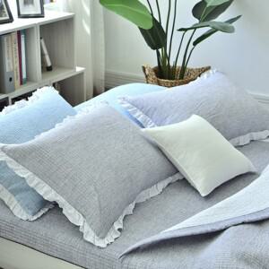 [미네픽] 소프트컬러 프릴 아사소재 워싱 순면여름침구 비비안 스프레드 싱글 퀸