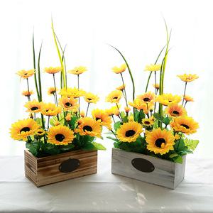 인테리어조화 꽃 화분 내츄럴사각 해바라기 작품 중