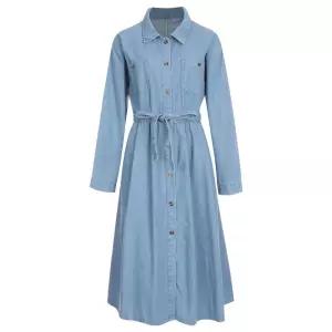 도나 벨티드 데님 원피스 SS-WDR-773-연청