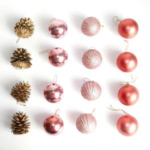 IYES 크리스마스 트리 장식 로즈골드 오너먼트 6cm 16pcs IY-OM6 솔방울 세트 장식품