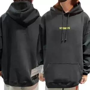 네온 옐로우 미니 로고 라벨 오버핏 후드티 (UE52TR380X BLACK) [당일]