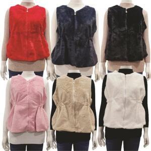 여성조끼 밍크 페이크퍼 베스트 토끼털 허리스트랩