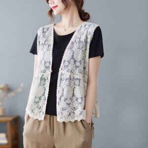 코코에보니VE-111 빅사이즈여성조끼 레이스가디건 여름조끼 입으면자동코디룩완성