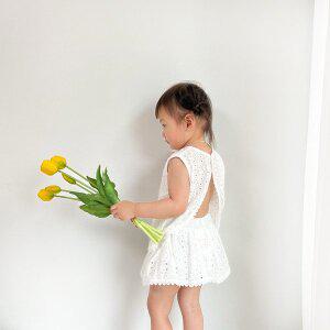 [조이멀티]날개뒷트임 펀칭 아동 민소매 치마바지 세트 205151