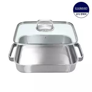 쿡에버 IH 인덕션 통3중 스텐 직사각팬 32cm 풀세트 (커버 포함)