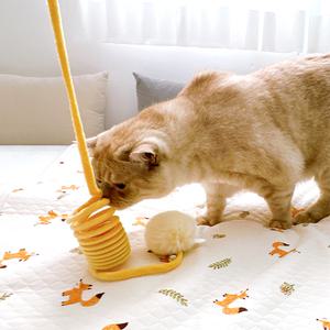 나마스펫 폼폼 스프링 양모볼 공놀이 낚시대 고양이 장난감