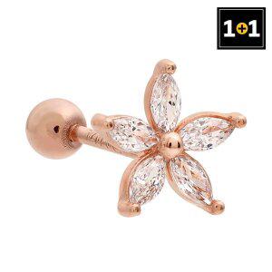 [메리그린][1+1] 14K 골드필드 핀 플라워큐빅 피어싱 (한쪽판매)