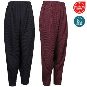 국내생산 플리츠바지 주름 고무줄 몸빼 항아리바지