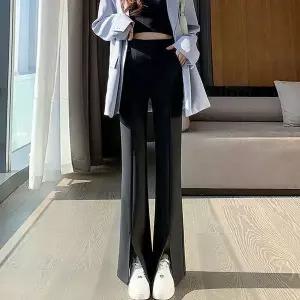 [하프클럽/] 스판부츠컷 밑단트임 블랙 슬랙스 부츠컷 여성